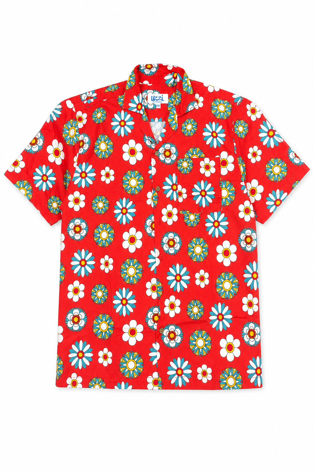 Uzzi Vibrant Red Floral Casual Shirt for Miami Tourists - Image 1