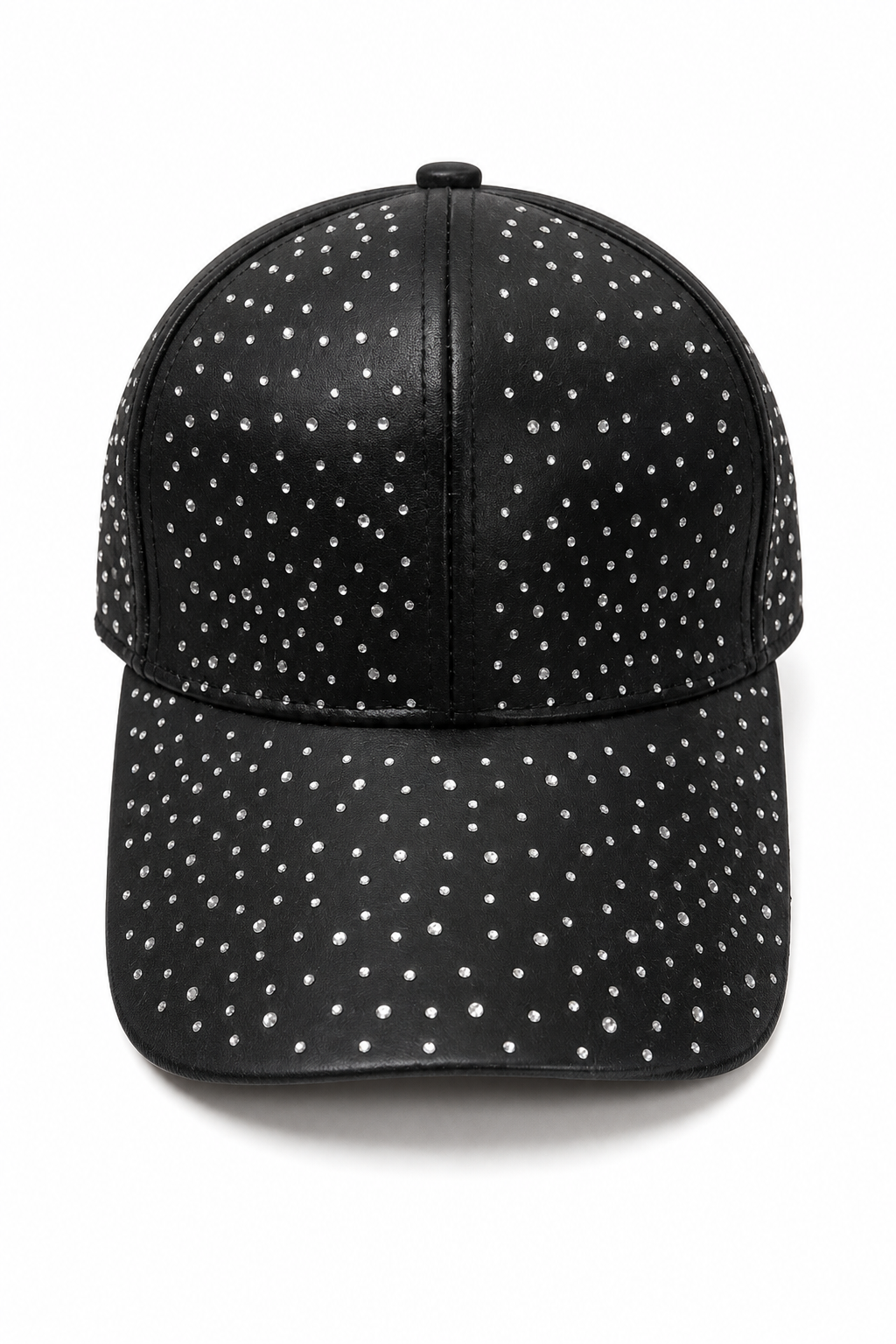 Black Rhinestone-Studded Casual Baseball Cap for Tourists - Image 1