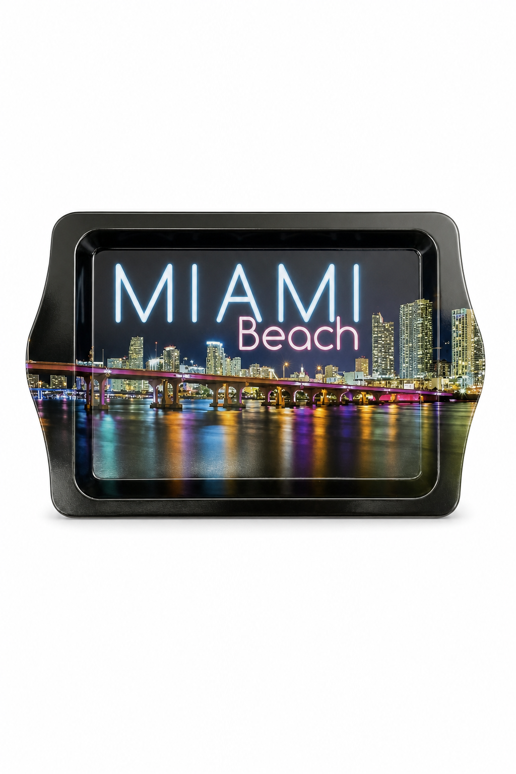 Miami Beach Scenic Souvenir Serving Tray with Cityscape Design - 8 × 5 inches - Image 1