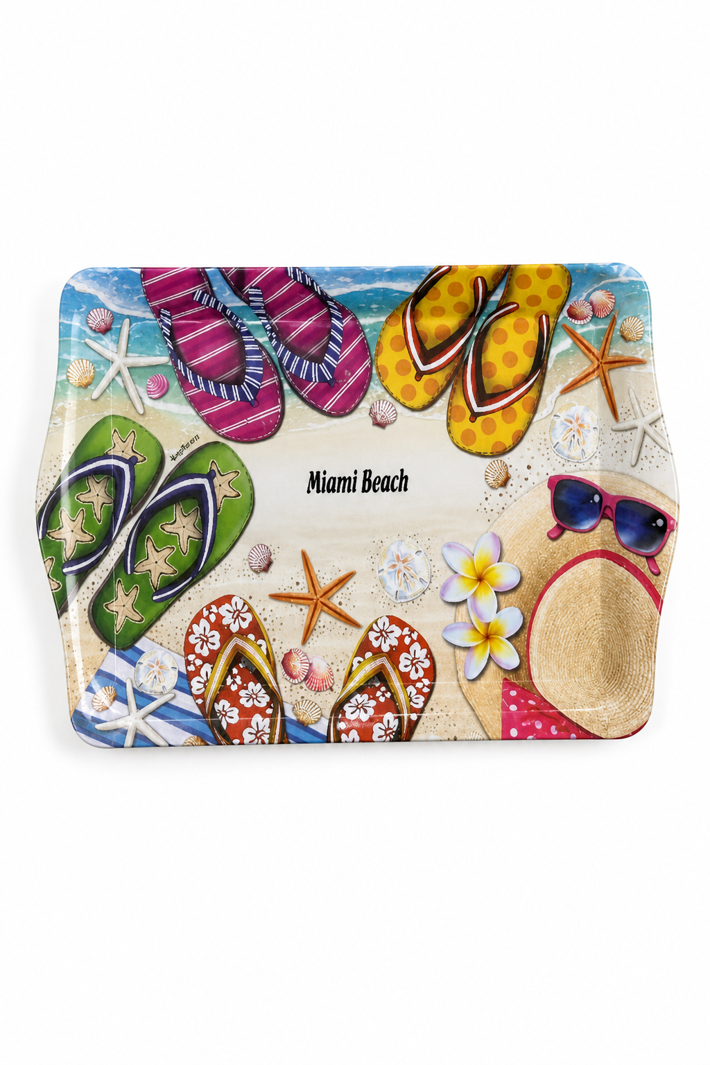 LAB Miami Beach Colorful Flip Flop Serving Tray for Beach Lovers - 8 × 5 inches - Image 1