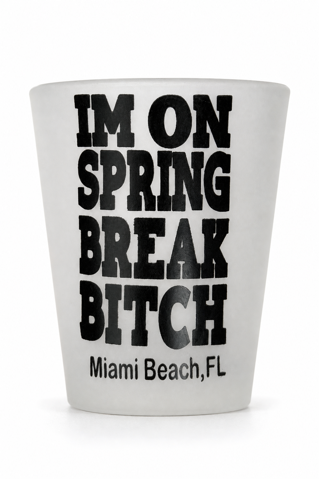 Bold Miami Beach Spring Break Souvenir Shot Glass - Image 1