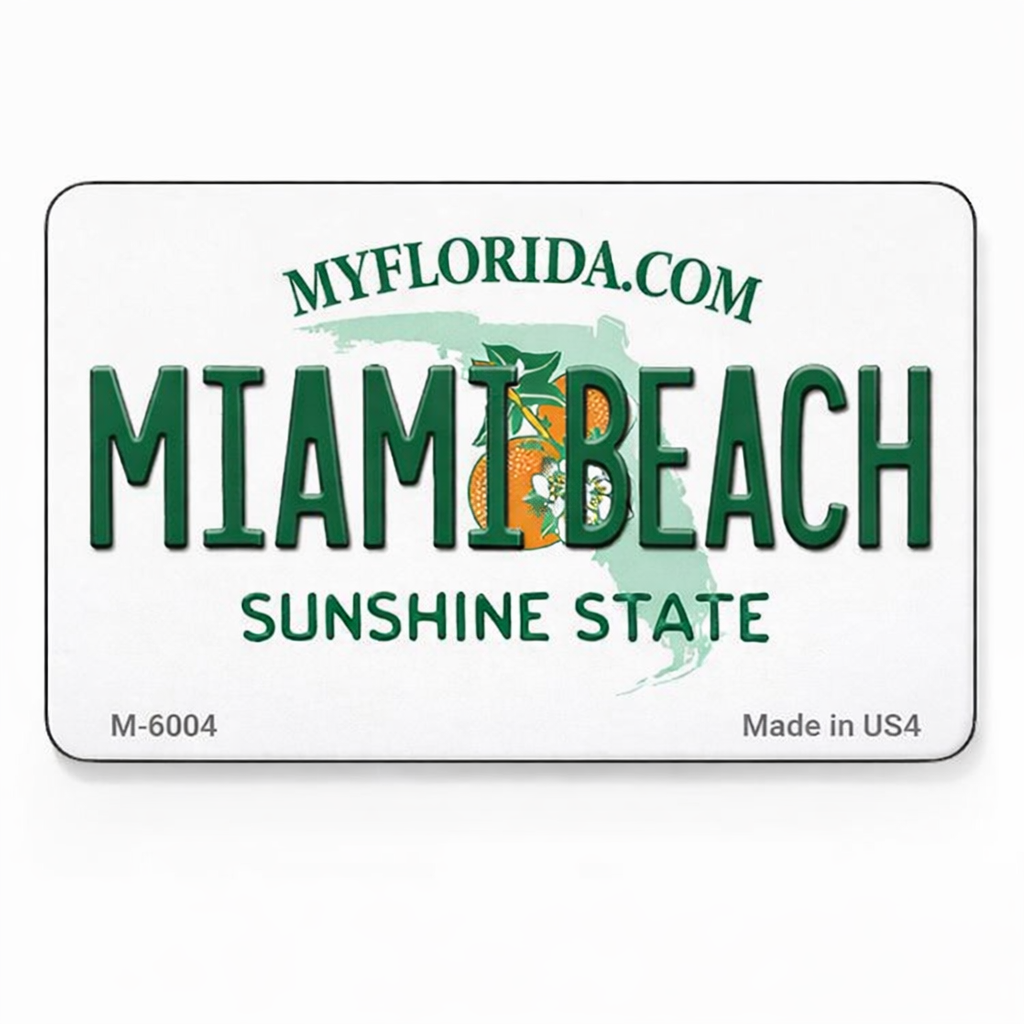 Miami Beach Sticker - Florida Orange Design Souvenir - Image 1