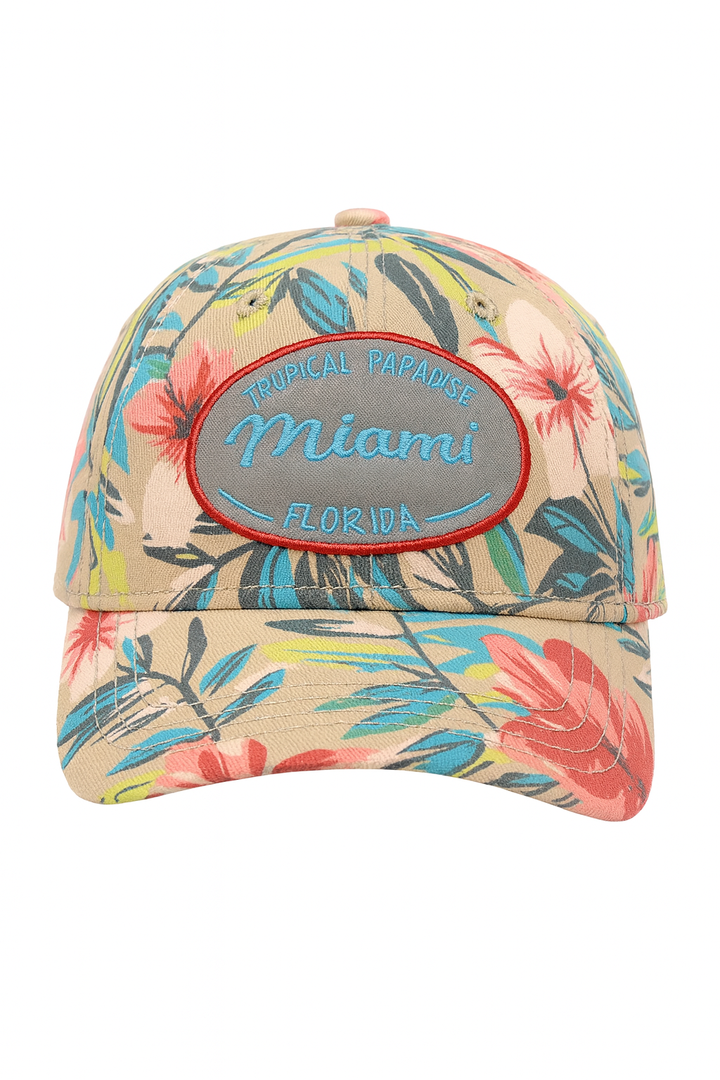 Miami Floral Cap - Embroidered Patch Stylish Summer Accessory - Image 1