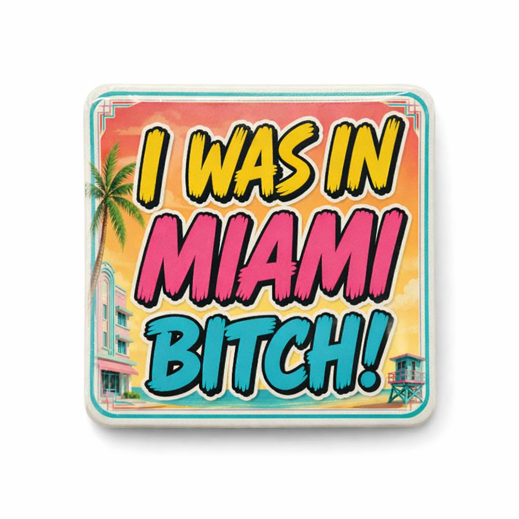 Miami Souvenir - Colorful Bold Refrigerator Magnet - Image 1