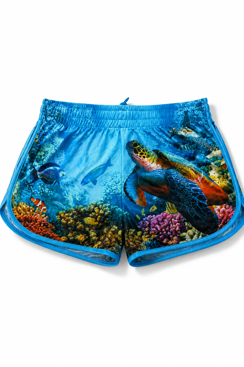 Uzzi Vibrant Ocean Turtle Print Short Trousers for Miami Tourists - Image 1