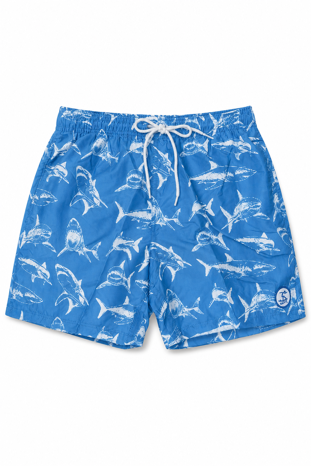 Uzzi Blue Shark Print Casual Swim Shorts for Men - Image 1