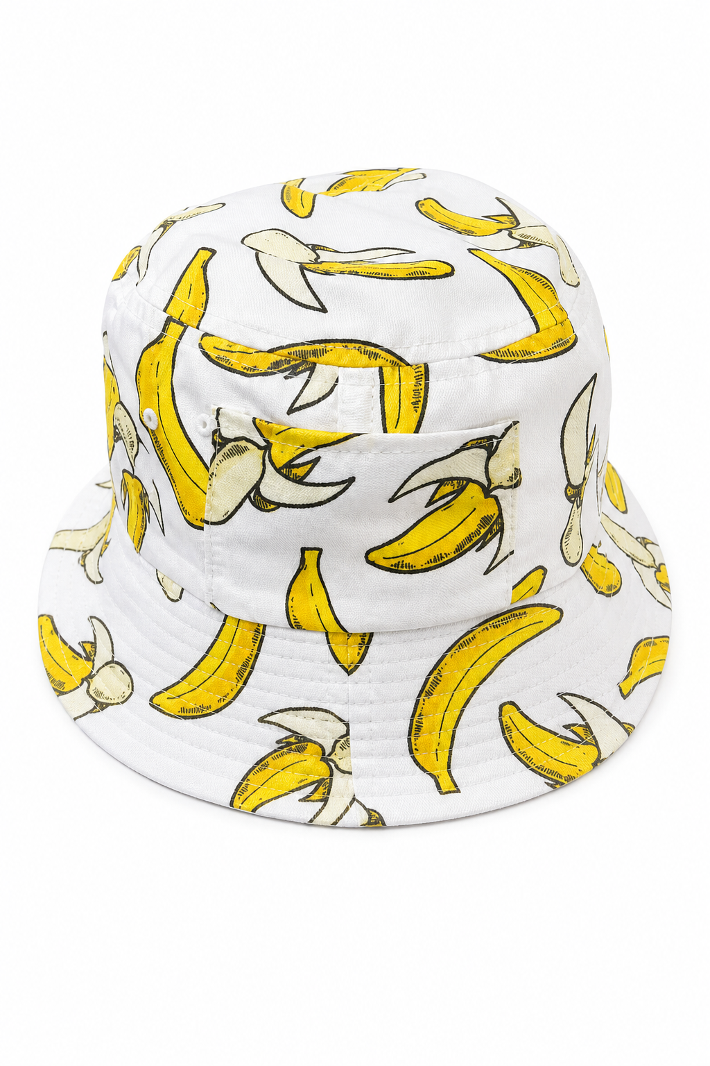 Uzzi Casual White Bucket Hat with Fun Banana Print for Tourists - Image 1
