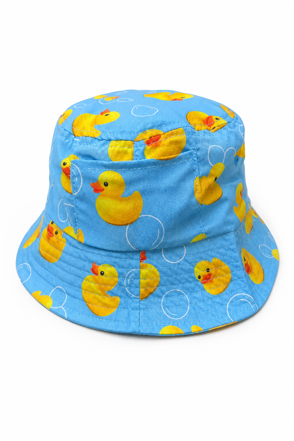 Playful Blue Bucket Hat with Yellow Rubber Duck Pattern for Tourists - Image 1