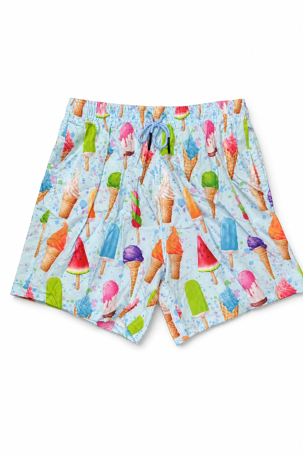 Uzzi Colorful Ice Cream Print Casual Summer Shorts - Image 1