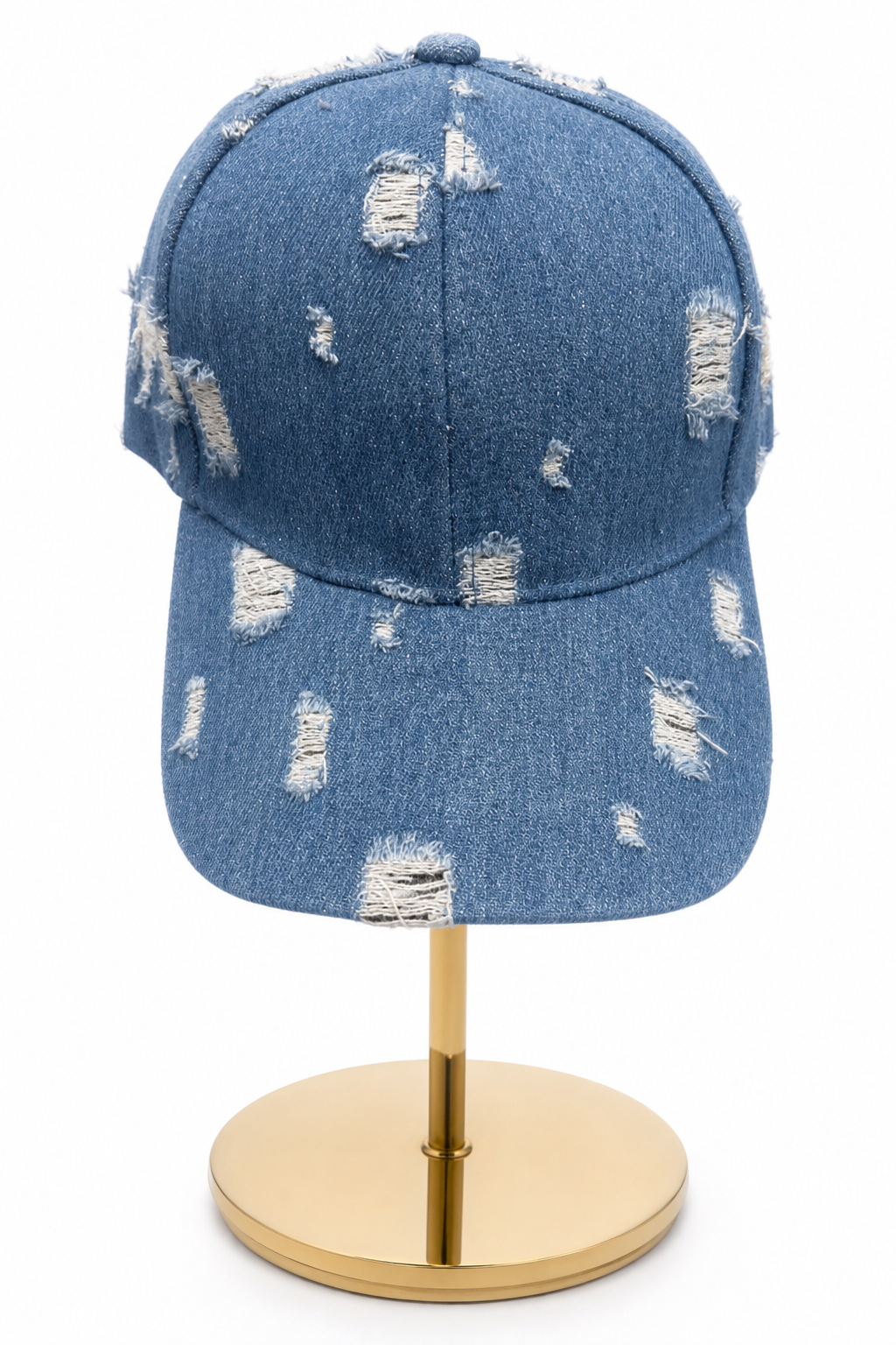 Casual Distressed Blue Denim Baseball Cap for Tourists - Image 1