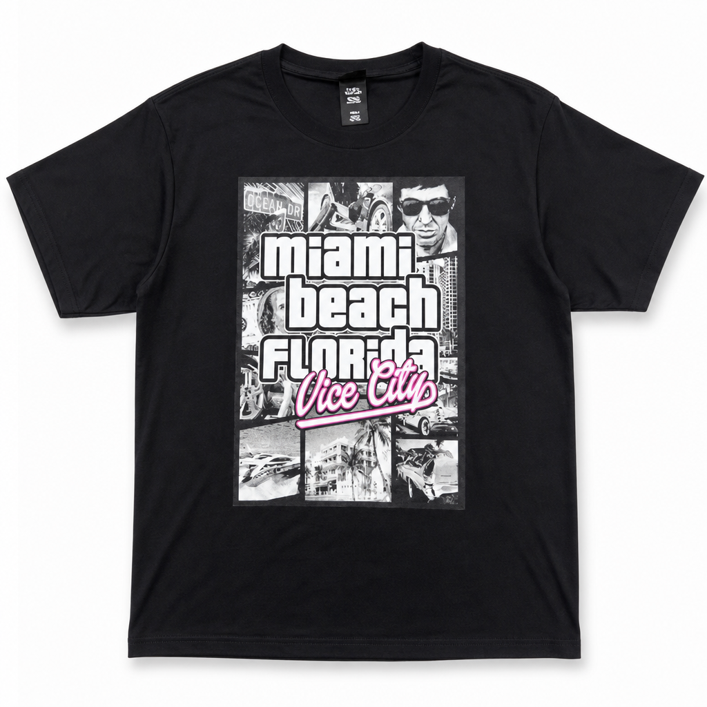 Miami Beach Florida Vice City Graphic T-Shirt - Image 1