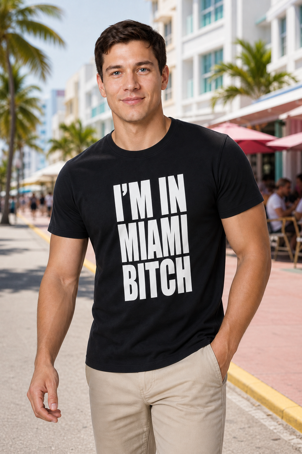 I’m in Miami Bitch T-Shirt - Black - Image 3