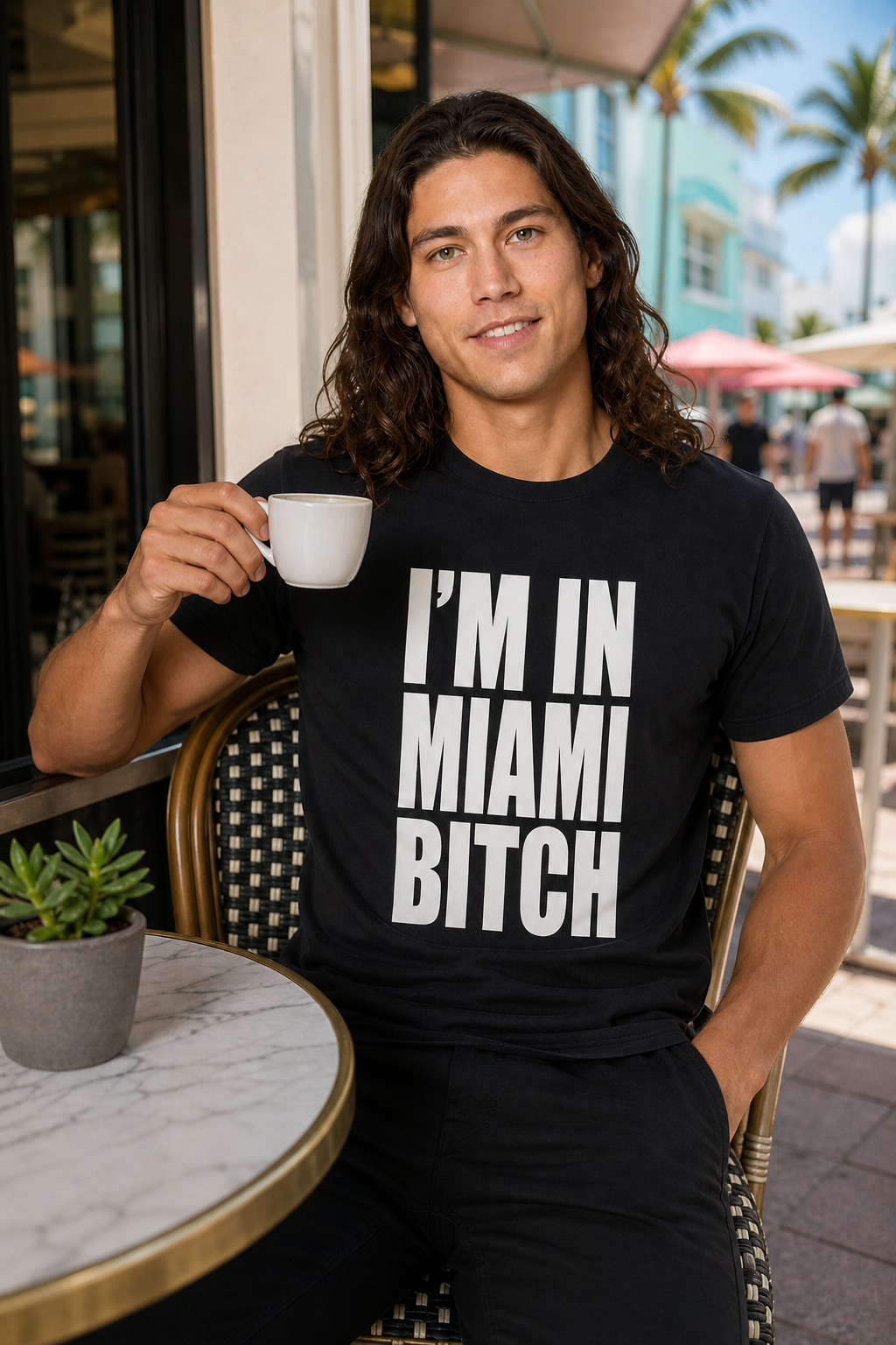 I’m in Miami Bitch T-Shirt - Black - Image 4