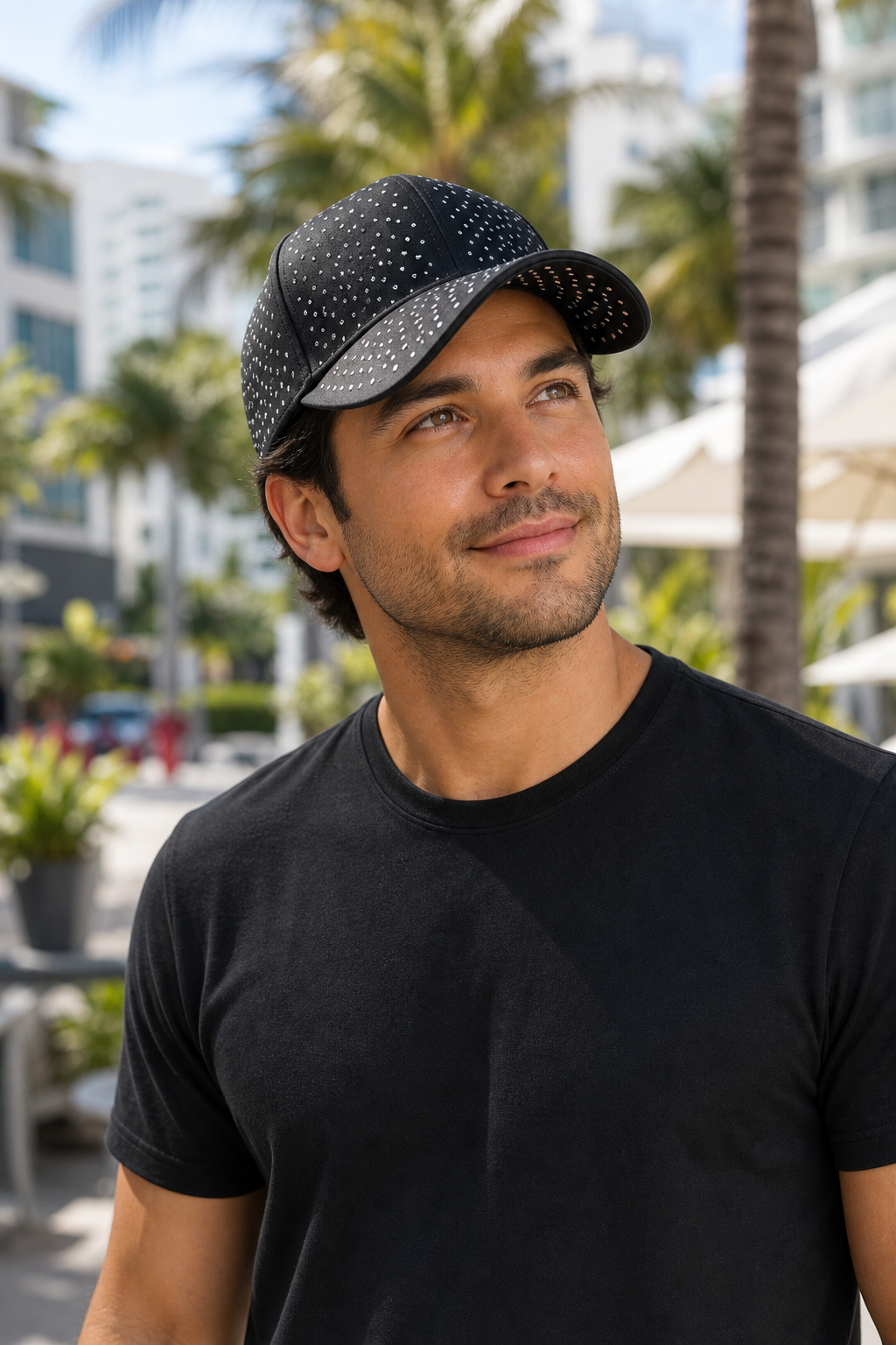 Black Rhinestone-Studded Casual Baseball Cap for Tourists - Image 2
