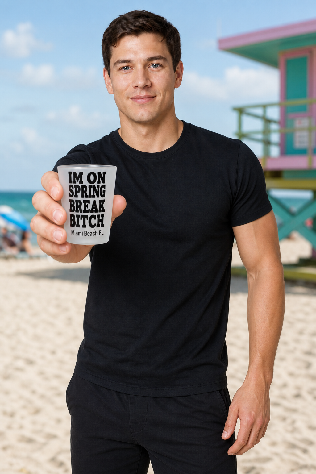 Bold Miami Beach Spring Break Souvenir Shot Glass - Image 4
