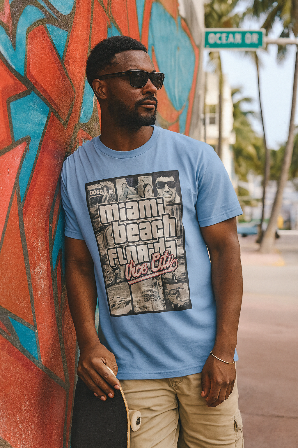 Miami Beach Florida - Vice City Graphic T-Shirt - Image 6