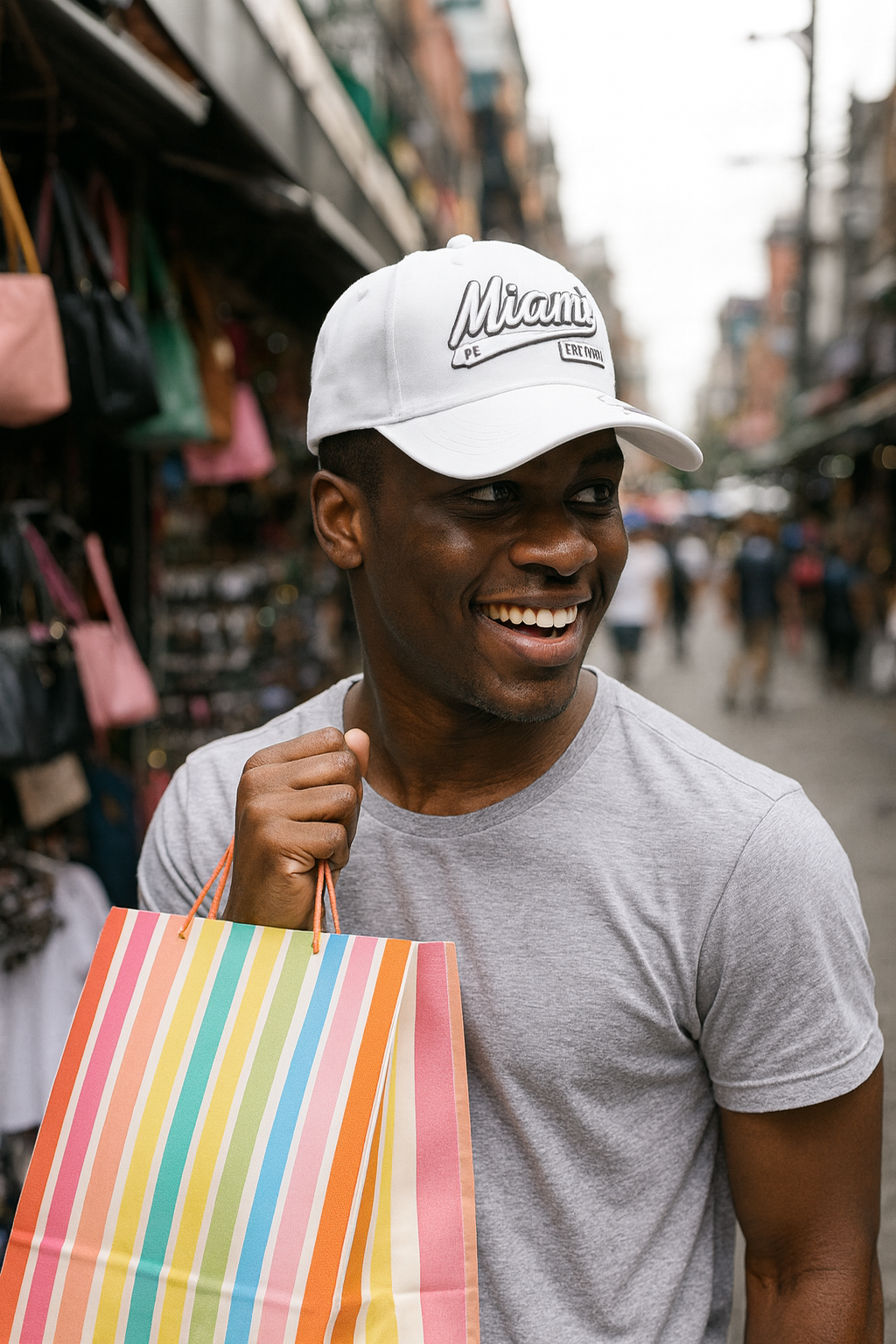 Miami Adjustable White Baseball Cap - Stylish & Comfortable - Image 3