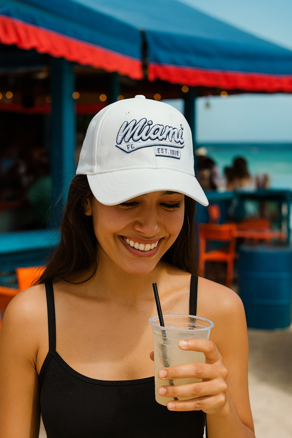 Miami Adjustable White Baseball Cap - Stylish & Comfortable - Image 2