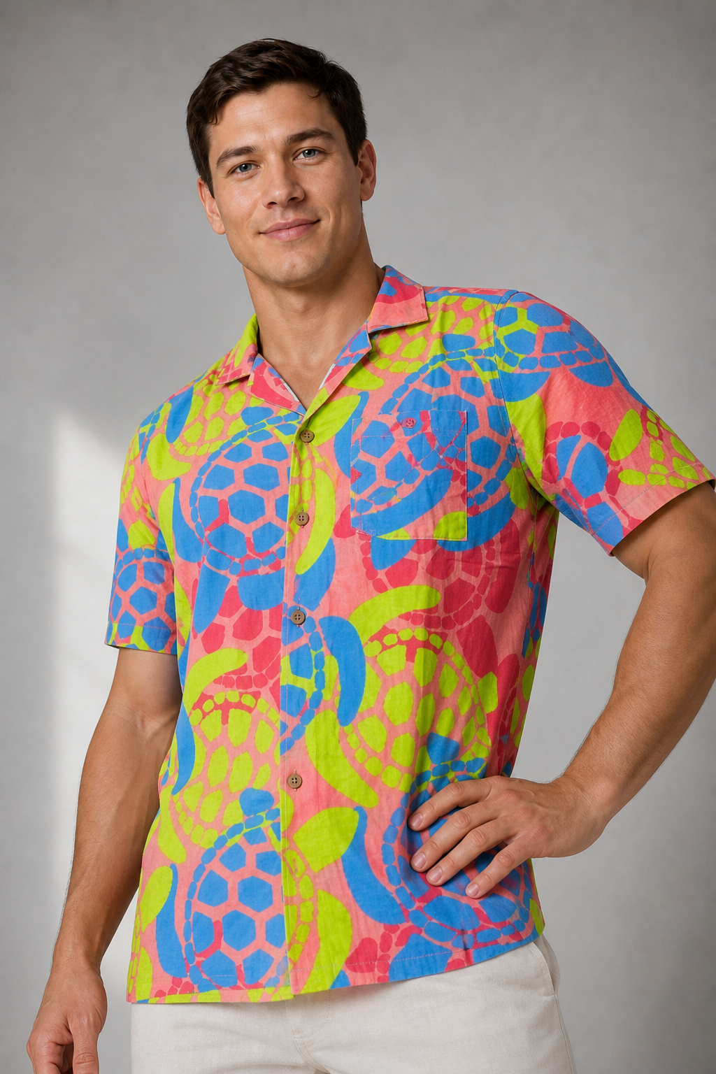 Uzzi Vibrant Tropical Print Short Sleeve Shirt for Tourists - Image 2