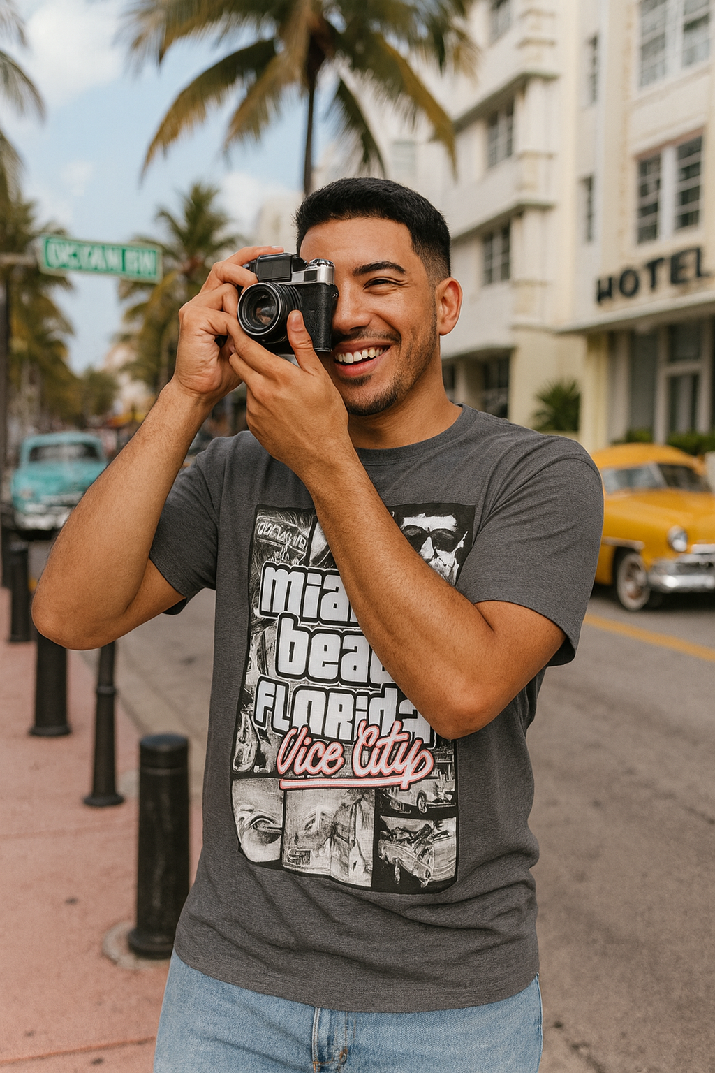 Miami Beach Florida Vice City Graphic Tee - Bold and Stylish - Image 4