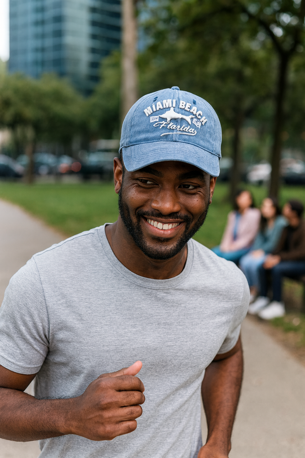 Miami Beach Denim Cap - Stylish Embroidery - Image 3