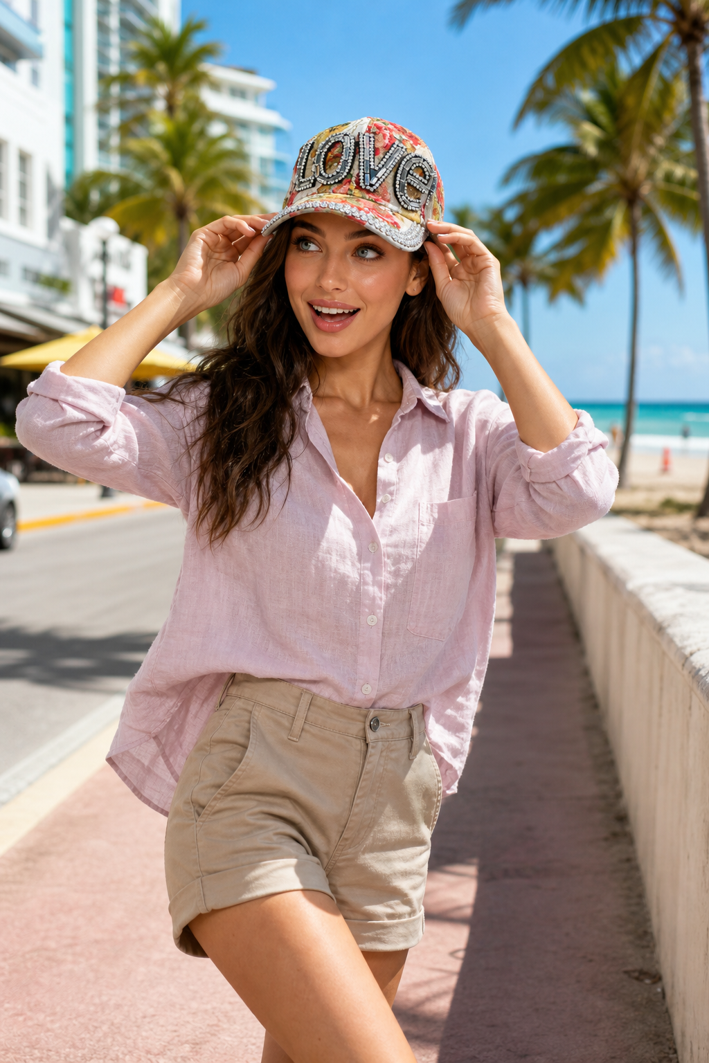 Floral Rhinestone Embellished 'LOVE' Baseball Cap - Stylish Souvenir Hat - Image 3