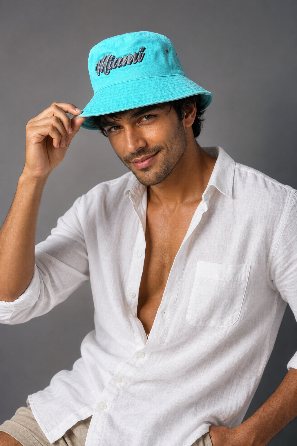 Miami Embroidered Casual Bucket Hat for Tourists - Image 2