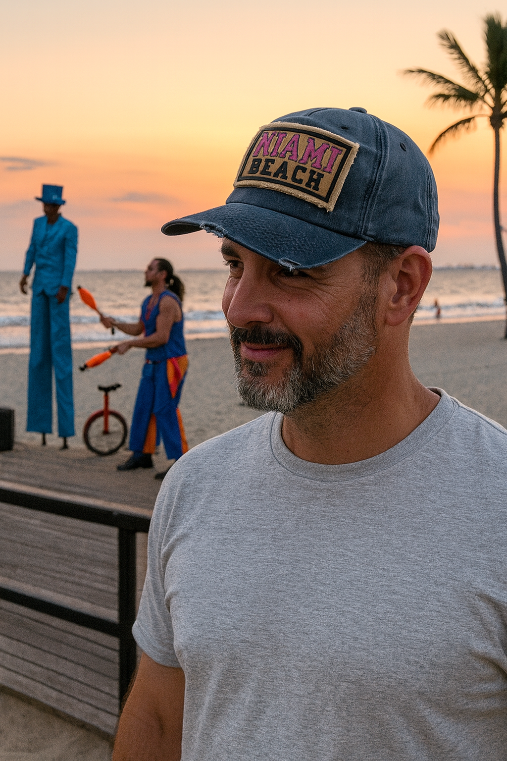 Vintage Miami Beach Distressed Denim Cap - Trendy Summer Accessory - Image 2