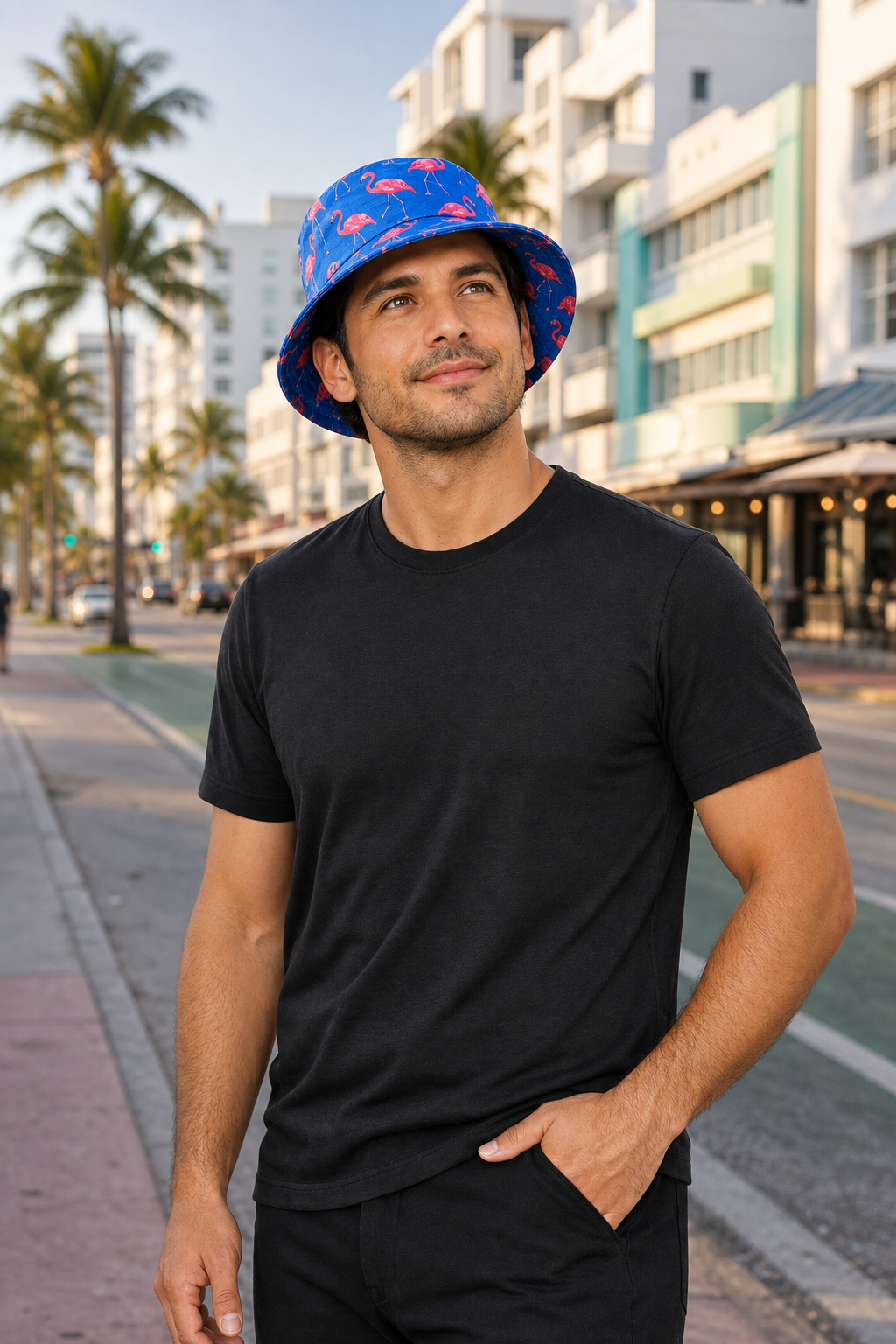 Colorful Flamingo Print Bucket Hat - Lightweight Summer Headwear - Image 3