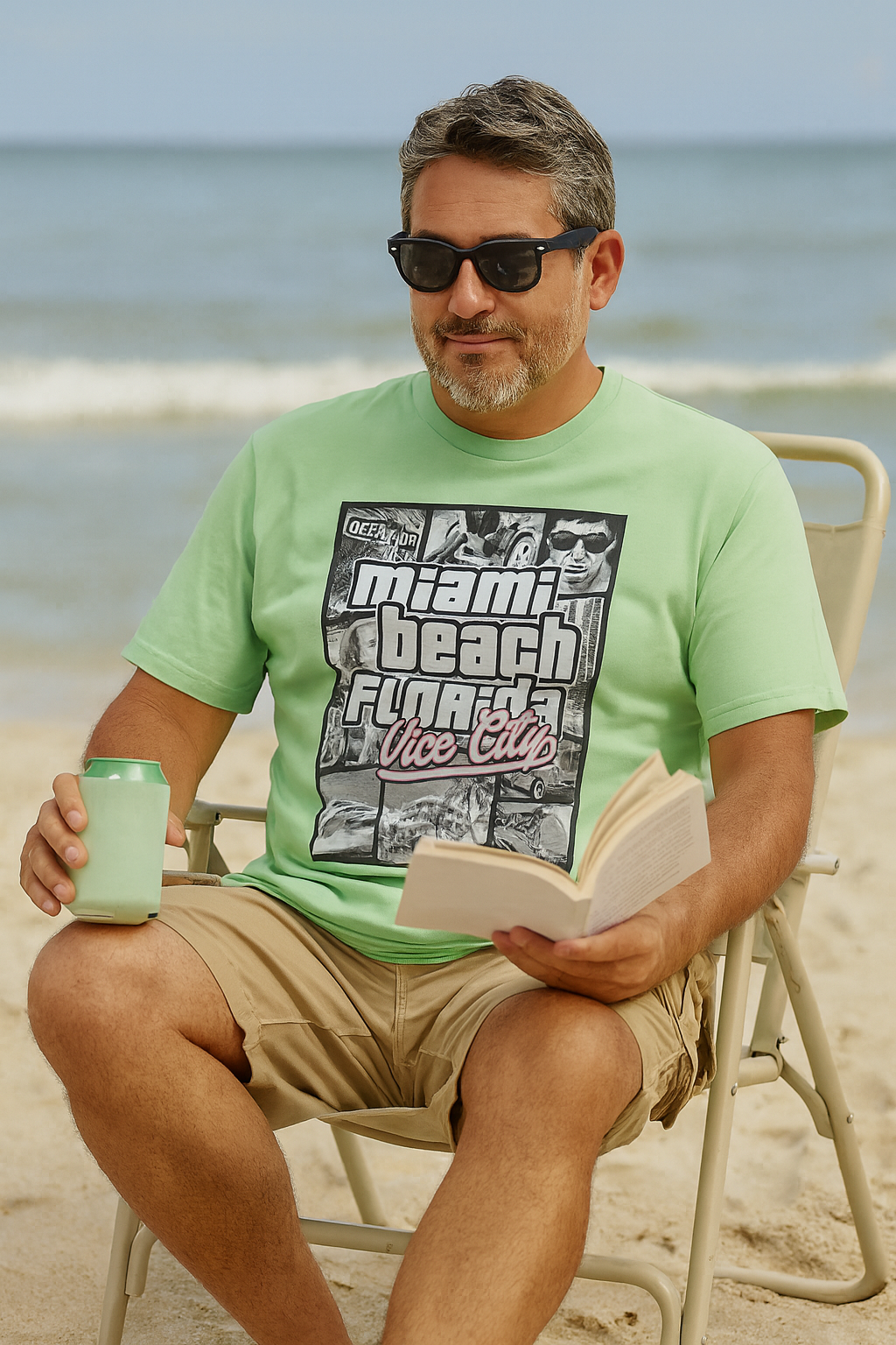 Miami Beach Florida Vice City Graphic T-Shirt - Retro Style - Image 2