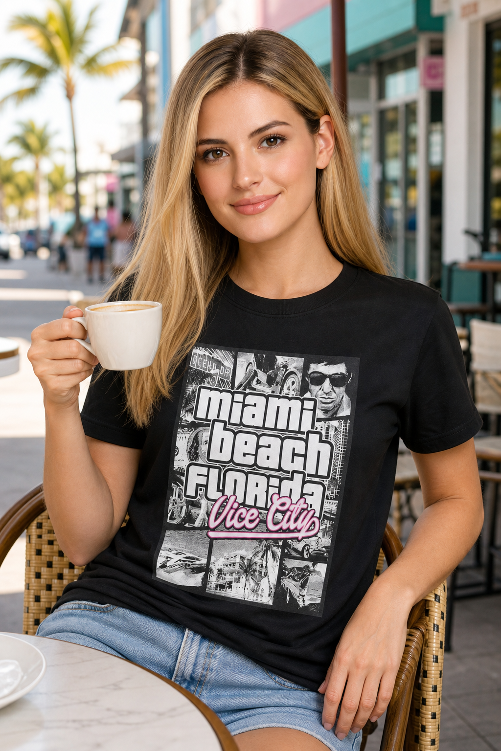 Miami Beach Florida Vice City Graphic T-Shirt - Image 2