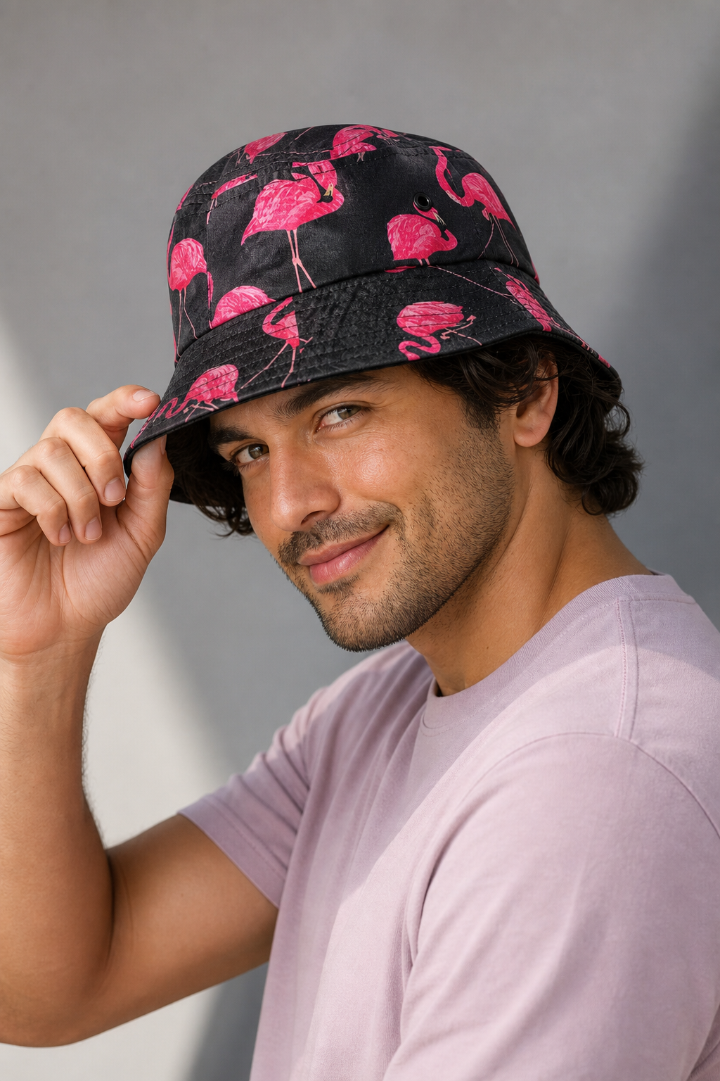 Uzzi Flamingo Print Bucket Hat - Lightweight Casual Summer Accessory - Image 3