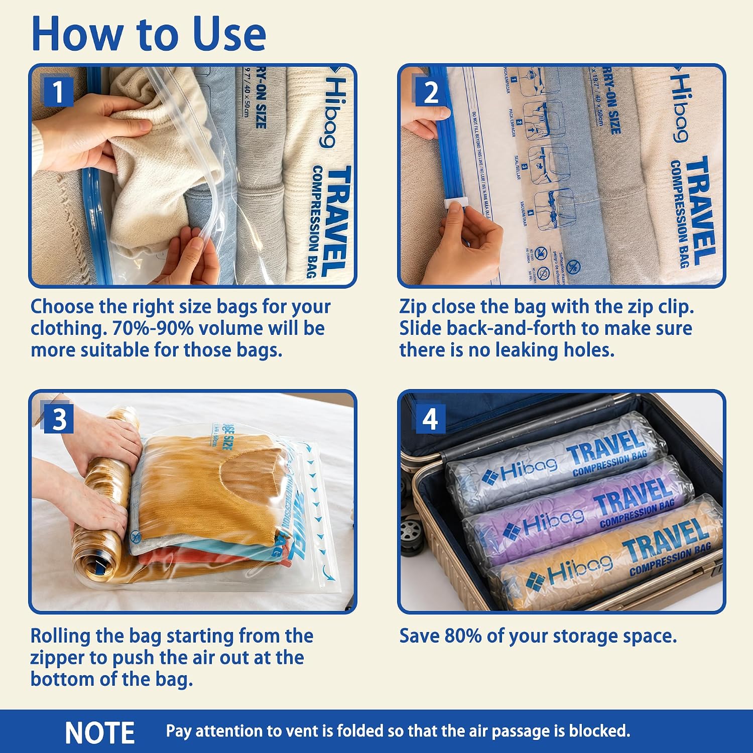 Durable Budget-Friendly Compression Bag with Double Zipper Seal - MEDIUM - Image 2