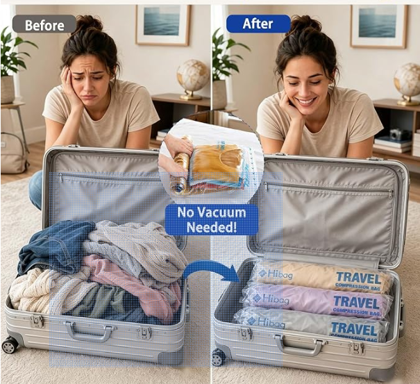 Durable Budget-Friendly Compression Bag with Double Zipper Seal - MEDIUM - Image 3
