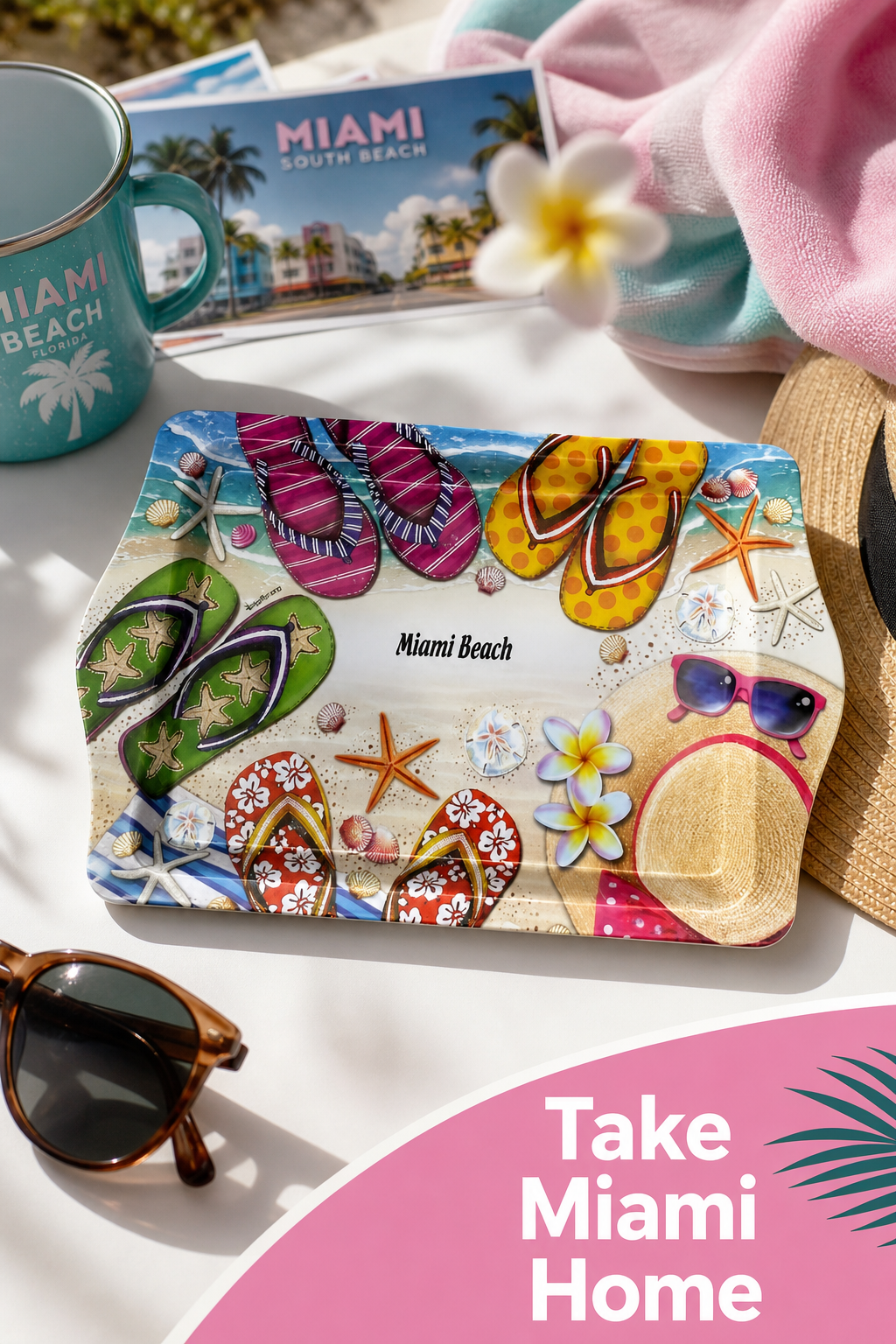 LAB Miami Beach Colorful Flip Flop Serving Tray for Beach Lovers - 8 × 5 inches - Image 4