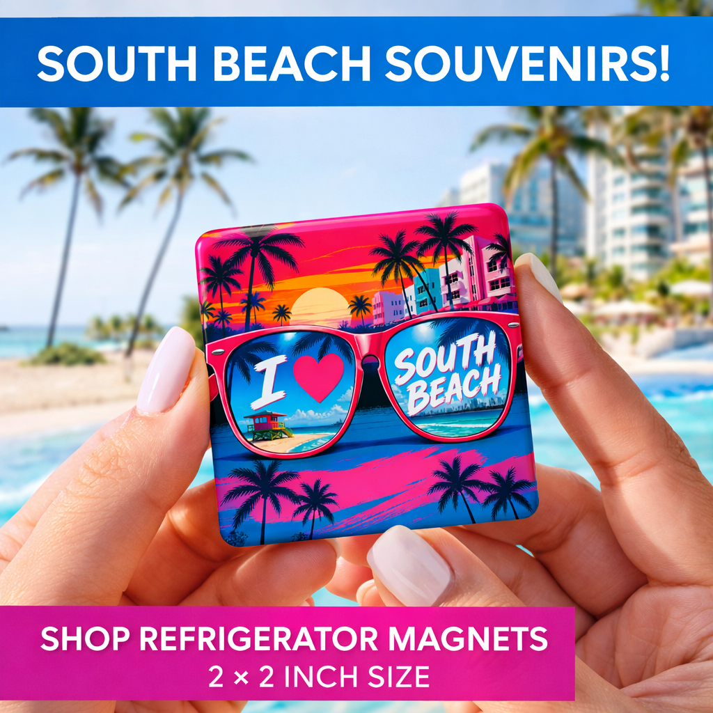 I Love South Beach Vibrant Souvenir Refrigerator Magnet - Sunglasses Design - Image 4