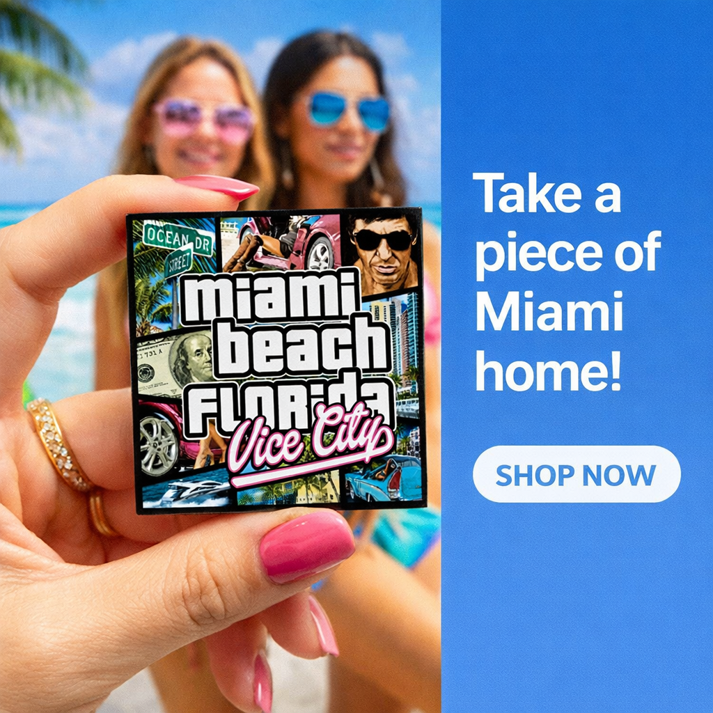 Miami Beach Vice City Souvenir Magnet - Vibrant Design - Image 3