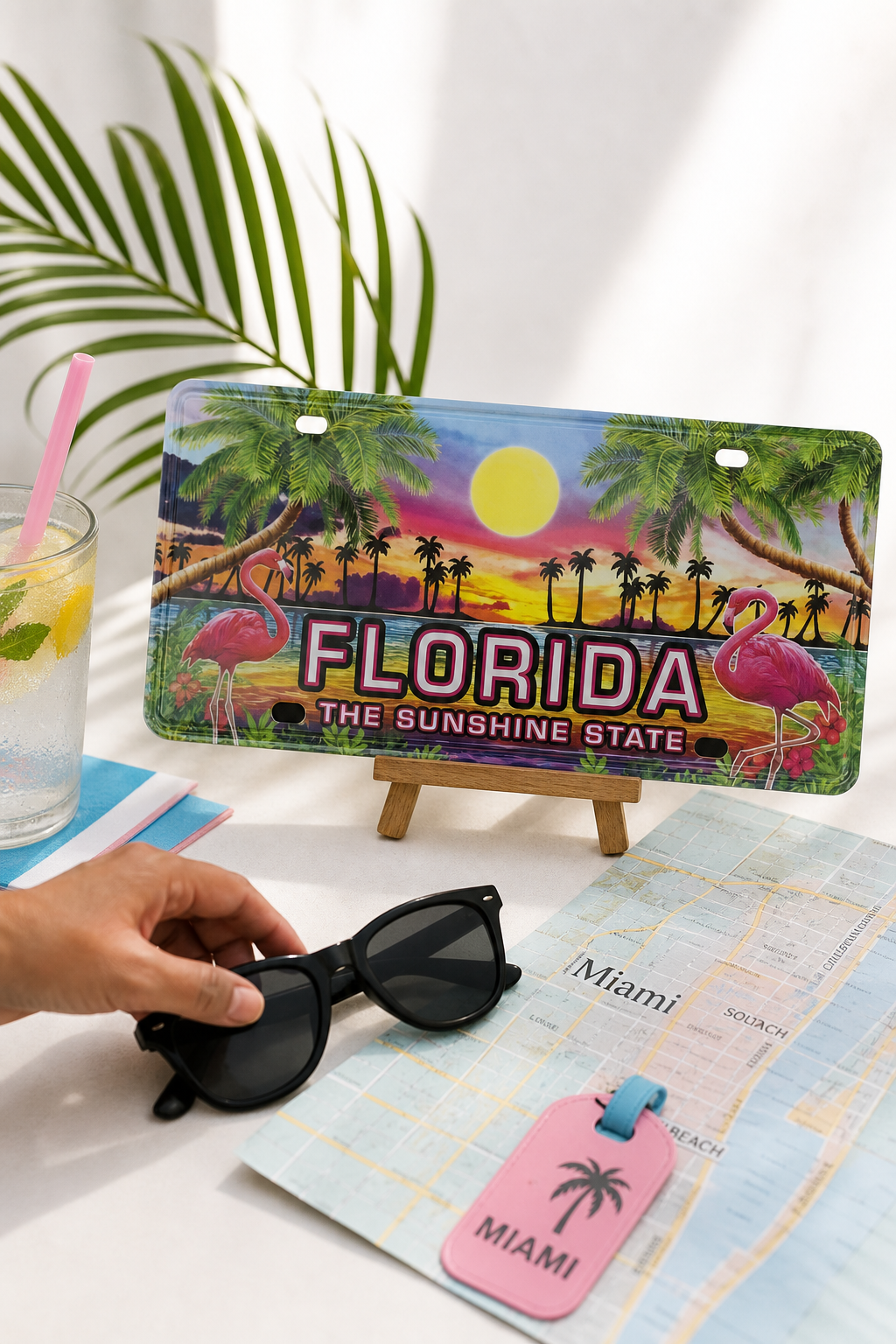 Florida The Sunshine State Decorative License Plate with Flamingo Sunset Design - 12 × 6 inches - Image 4