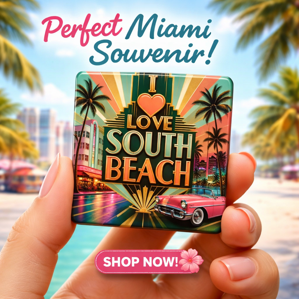 I Love South Beach Retro Style - Miami Souvenir Magnet - Image 3