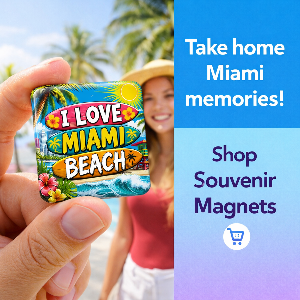 Colorful I Love Miami Beach Magnet - Tropical Design - Image 3