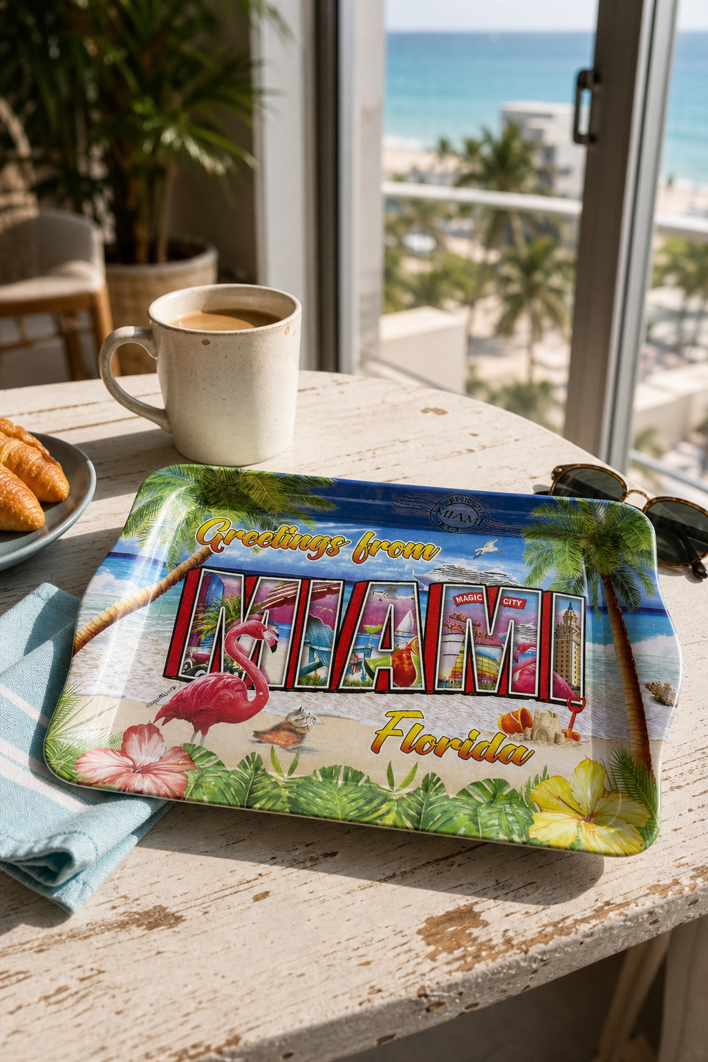 Colorful Miami Beach Souvenir Serving Tray with Tropical Design - 8 × 5 inches - Image 3