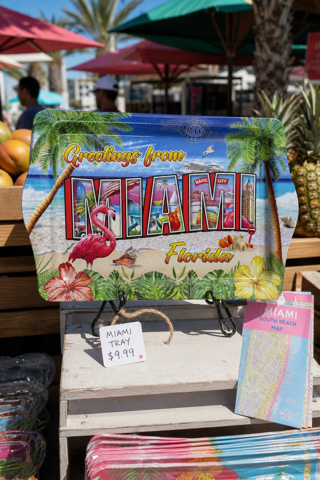 Colorful Miami Beach Souvenir Serving Tray with Tropical Design - 8 × 5 inches - Image 4