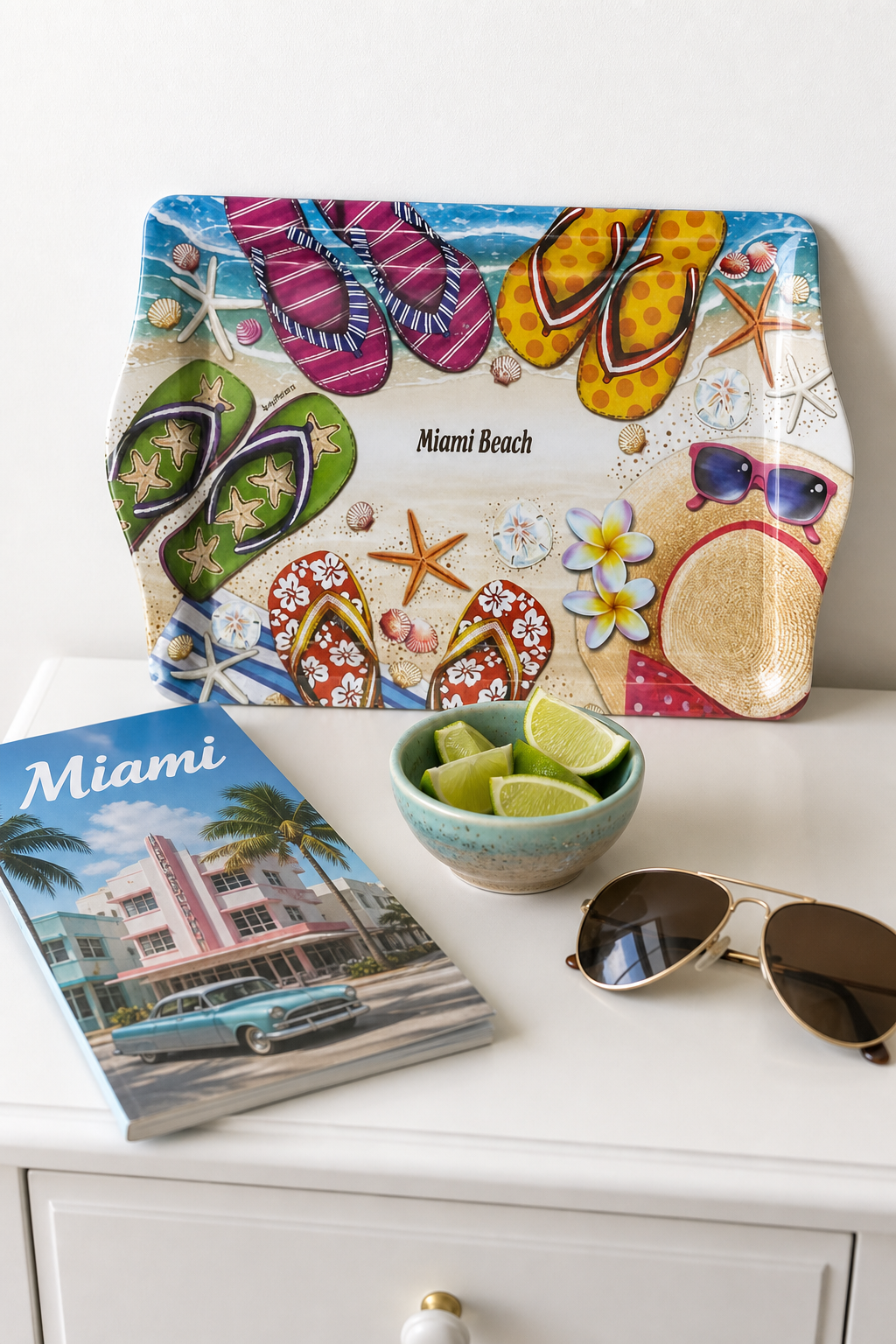 LAB Miami Beach Colorful Flip Flop Serving Tray for Beach Lovers - 8 × 5 inches - Image 3