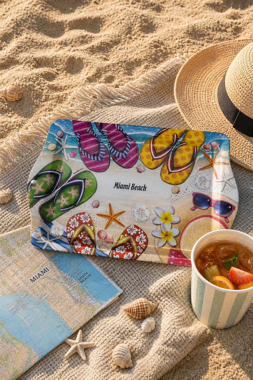 LAB Miami Beach Colorful Flip Flop Serving Tray for Beach Lovers - 8 × 5 inches - Image 2