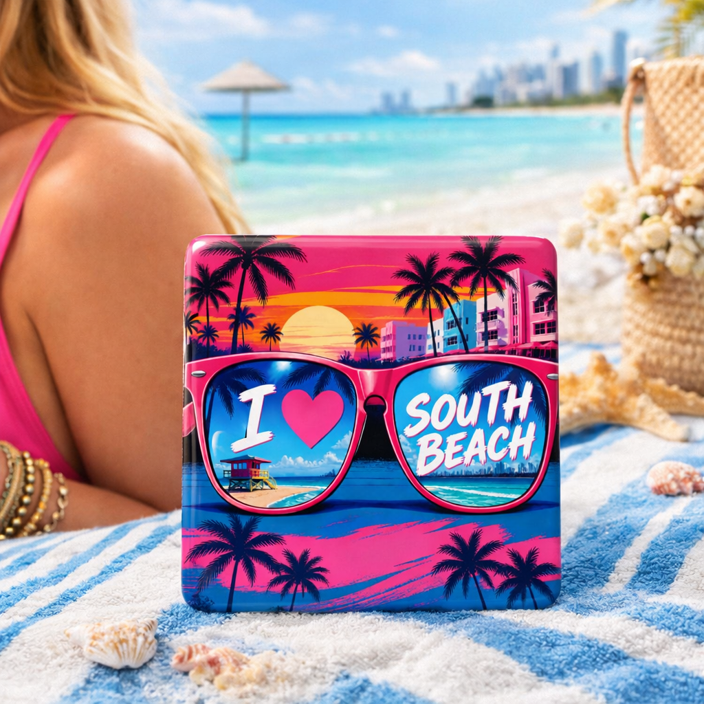 I Love South Beach Vibrant Souvenir Refrigerator Magnet - Sunglasses Design - Image 3