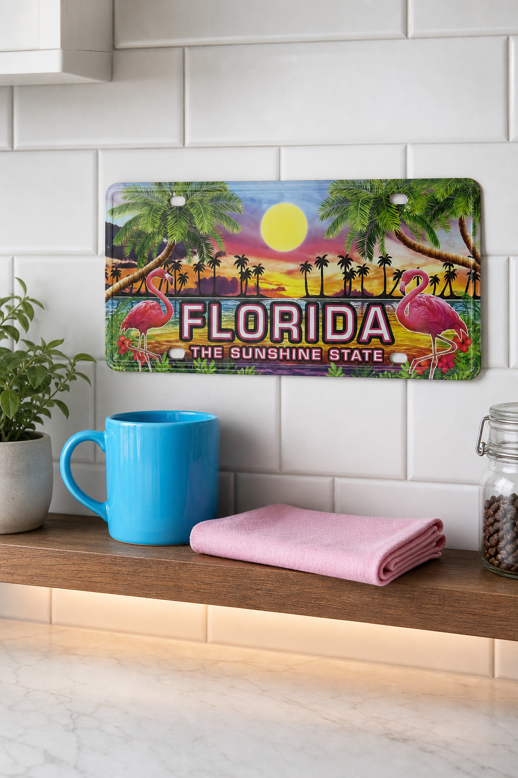 Florida The Sunshine State Decorative License Plate with Flamingo Sunset Design - 12 × 6 inches - Image 3