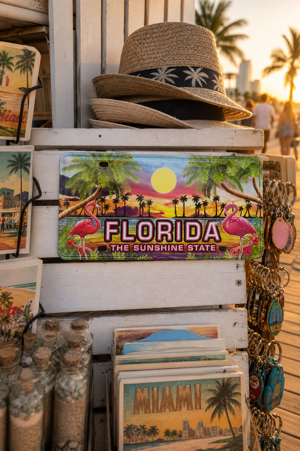 Florida The Sunshine State Decorative License Plate with Flamingo Sunset Design - 12 × 6 inches - Image 2