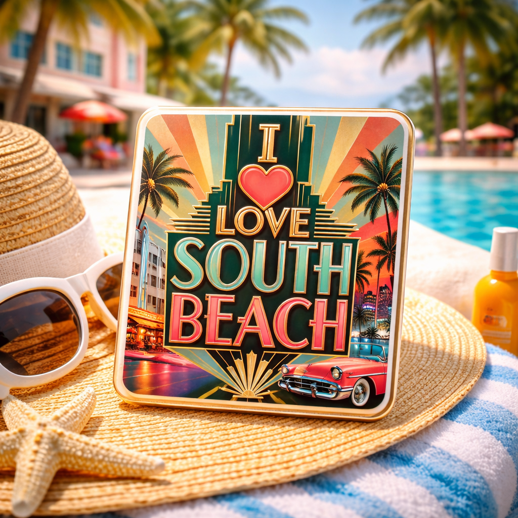 I Love South Beach Retro Style - Miami Souvenir Magnet - Image 2
