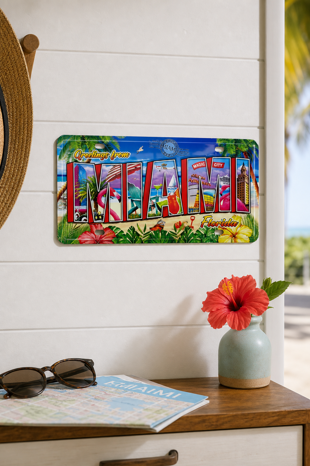 Colorful Miami Florida Souvenir Decorative License Plate - 12 inch x 6 inch - 12 × 6 inches - Image 2